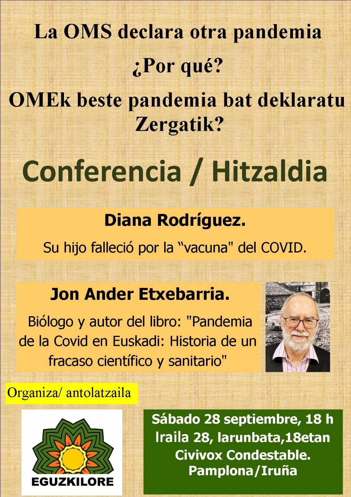 Conferencia: Pandemia de la Covid en Euskadi: Historia de un fracaso científico y sanitario.